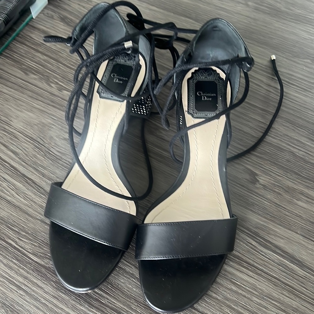 Christian Dior lace up sandals black 37